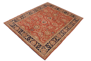 handmade Traditional Kafkaz Chobi Ziegler Peach Blue Hand Knotted RECTANGLE 100% WOOL area rug 9 x 11